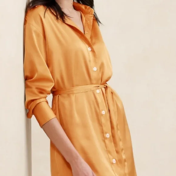 NWT BANANA REPUBLIC SATIN MINI SHIRTDRESS - Picture 3 of 3